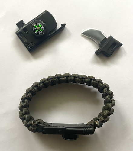 Paracord armband graugrün - graugrün, mit